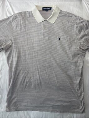 XL Polo by Ralph Lauren White & Gray Striped Polo Shirt